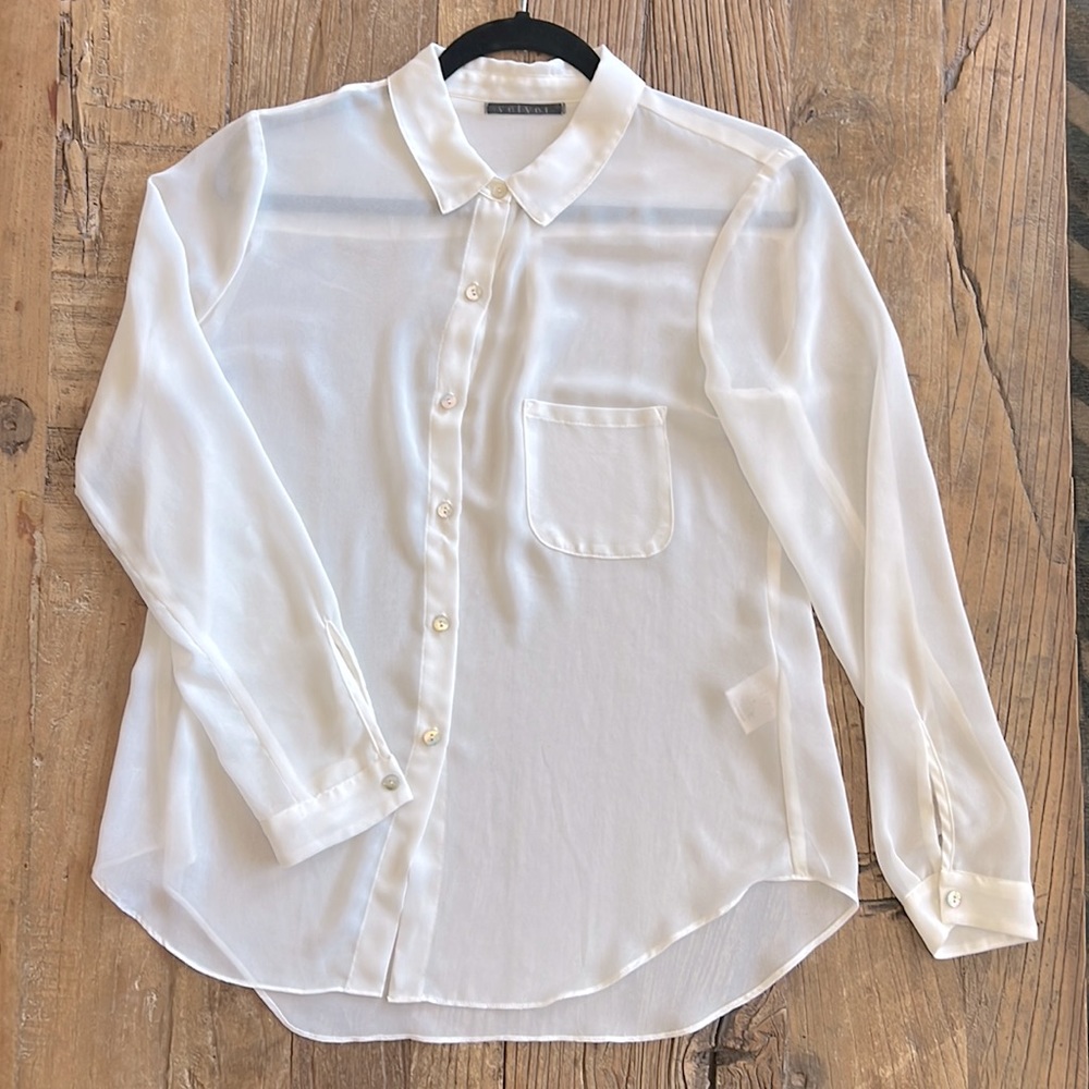 Velvet brand Sheer Blouse with Mother of Pearl Buttons